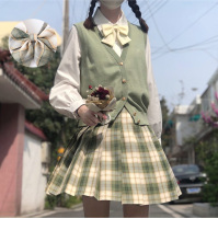 Fruit fructose JK uniform House matcha wafer JK uniform skirt skirt pleated skirt original genuine set