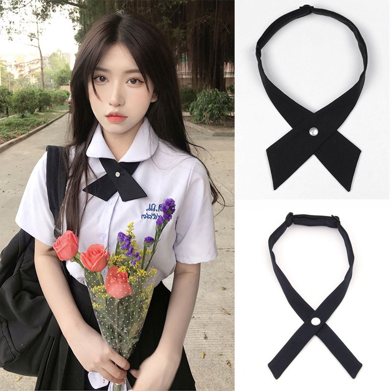 Thai school uniform bow tie solid color red black bow tie girls cross bow tie Thai jk uniform accessories
