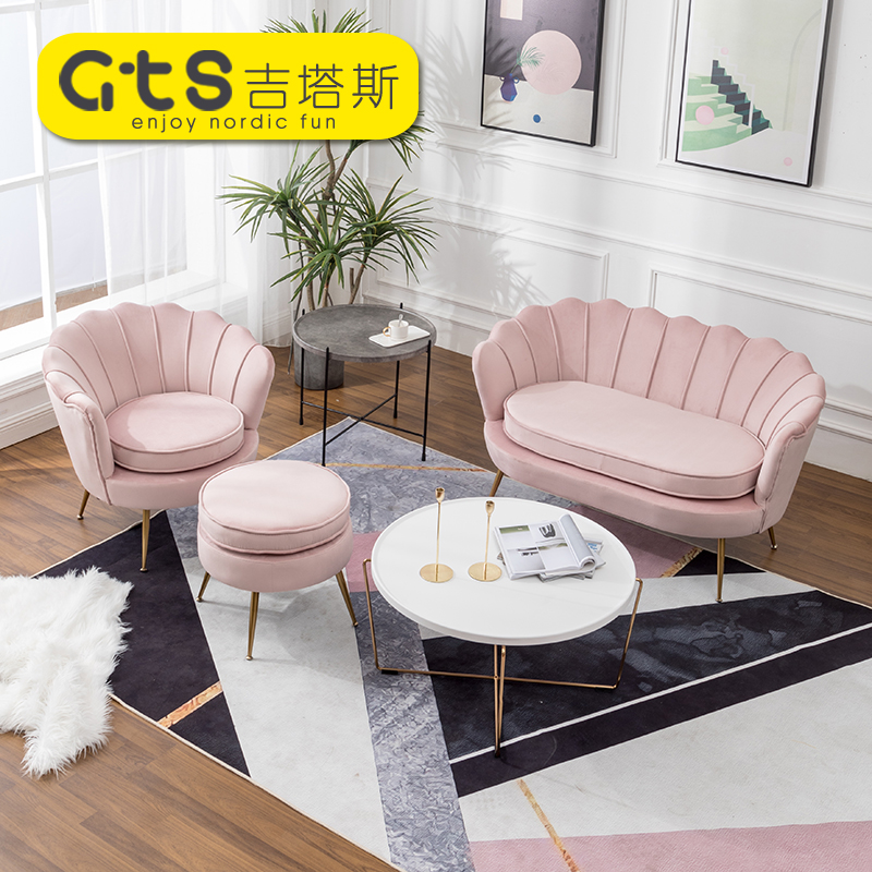 Ins style Nordic light luxury fabric sofa simple iron art small apartment single person double clothing store modern net red style