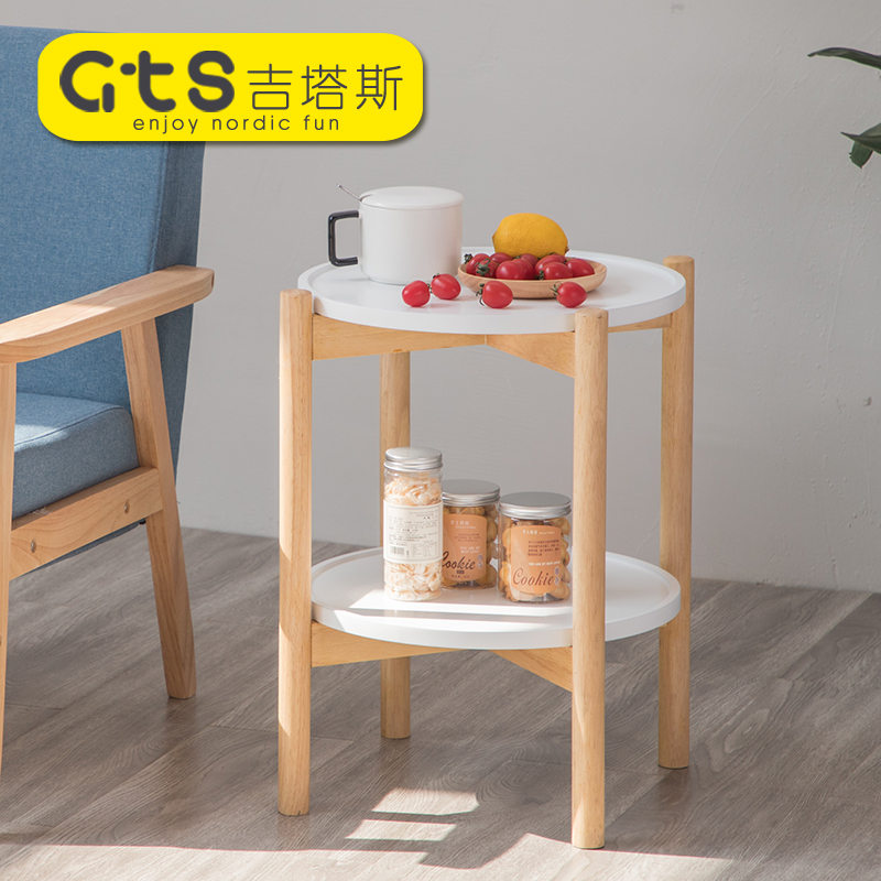 Nordic Solid Wood Small Round Table Balcony Small Tea Table Corner A Few Bedrooms Bed Head Cabinet Small Tables Ins Sofa Side Cabinet Edge A Few