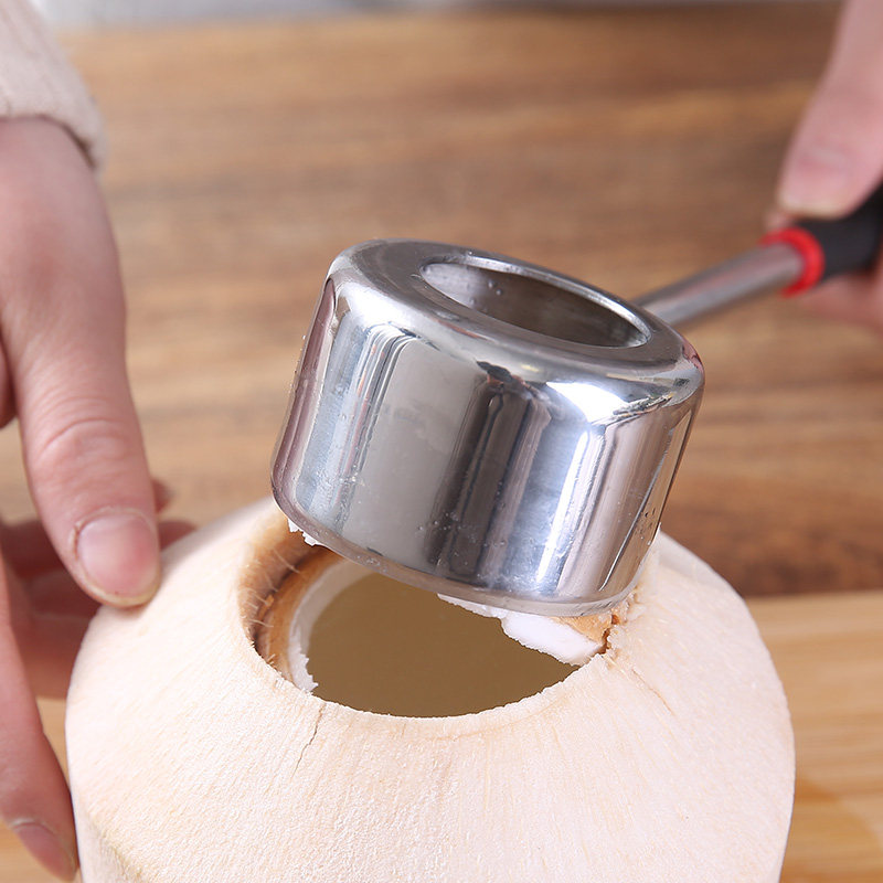 Coconut shell opener green coconut punching open big hole to take meat knife commercial green coconut opening lid to break the shell artifact