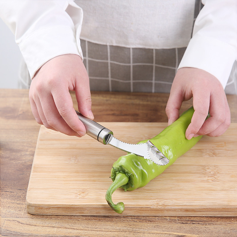 Pepper stuffed meat maker 304 stainless steel pepper core-pulling to make tiger skin green pepper cutting pepper tool to remove seeds artifact
