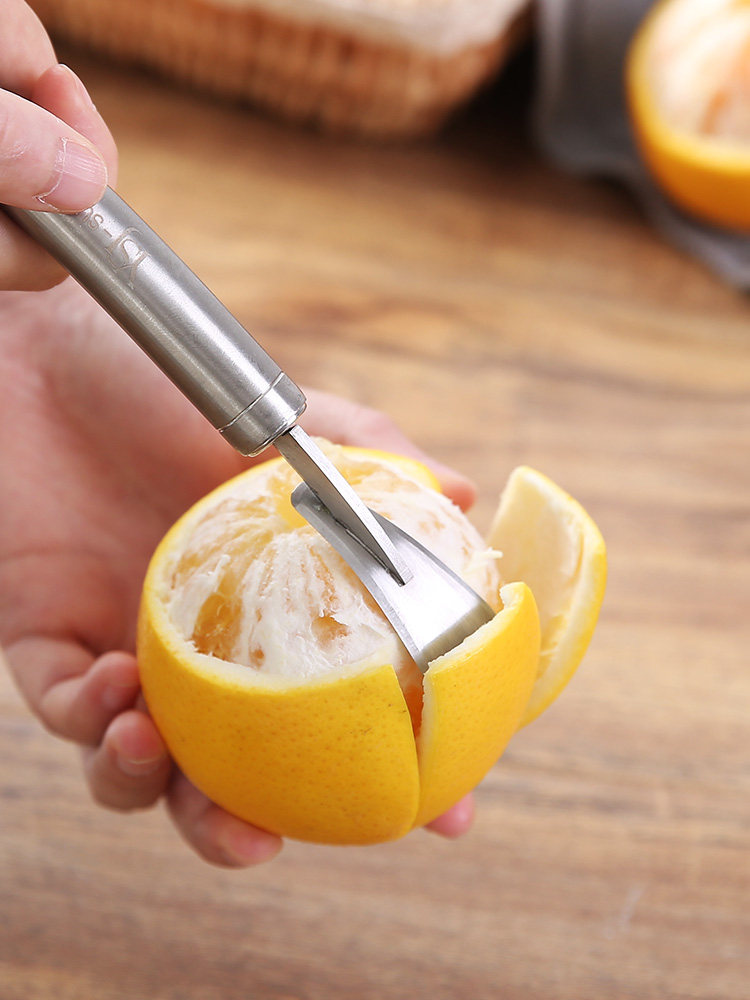 Orange peeling artifact 304 stainless steel tangerine quick peeling knife grapefruit peeling tool Open umbilical orange meat orange dialer