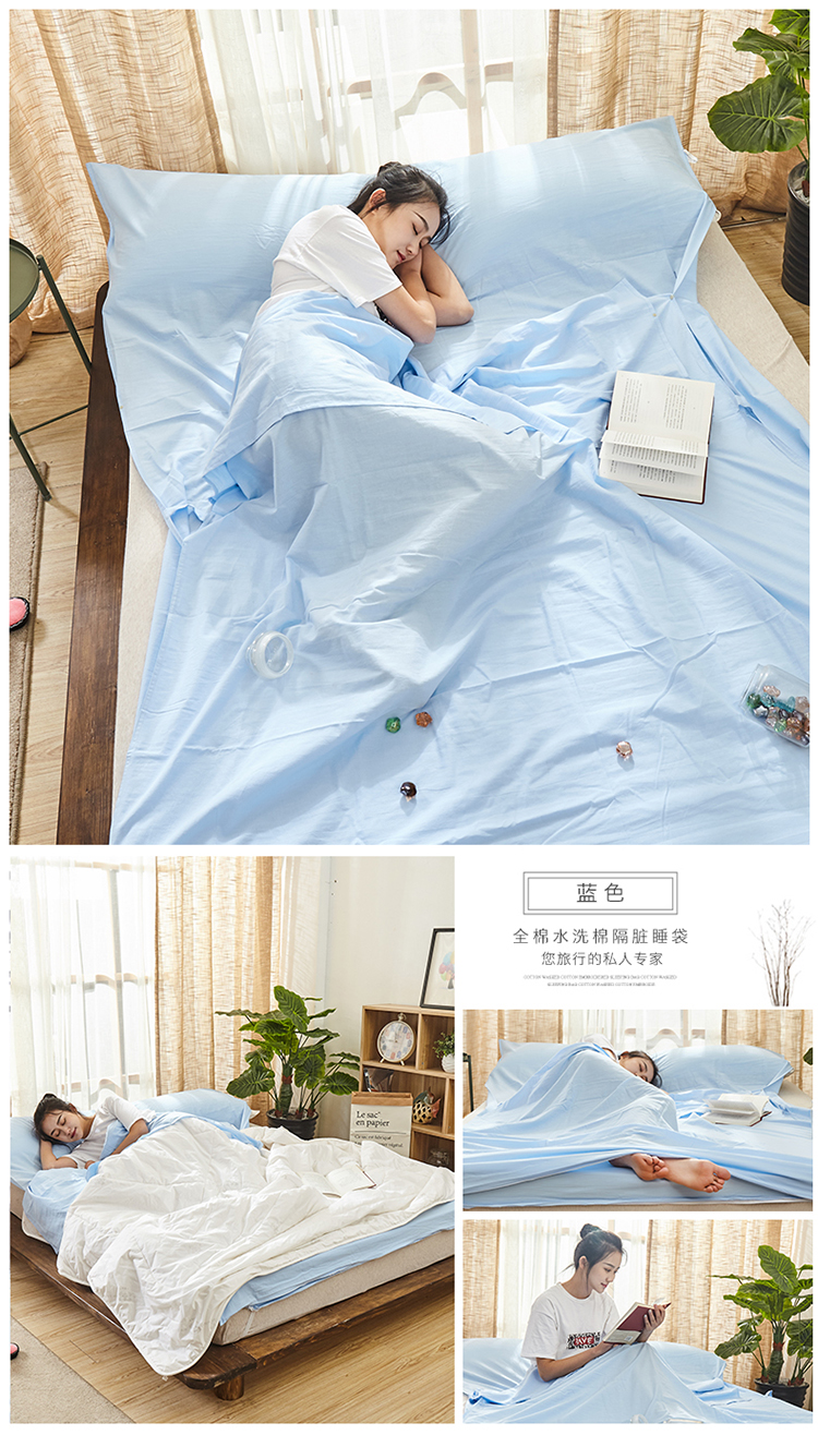 Giặt bông du lịch du lịch bẩn túi ngủ cotton người lớn xách tay đôi khách sạn khách sạn tấm chống bẩn túi ngủ dã ngoại
