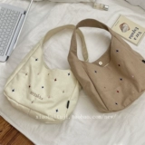 Вместительная и большая сумка подмышку, шоппер, ранец, в корейском стиле, с вышивкой