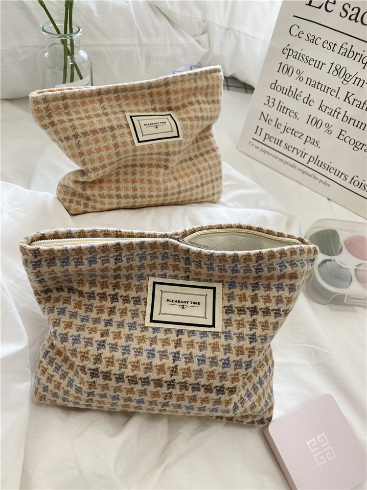 リトルホワイトウサギ韓国スタイルイン大容量ウール化粧品バッグポータブルコインクラッチ収納袋レトロシンプル