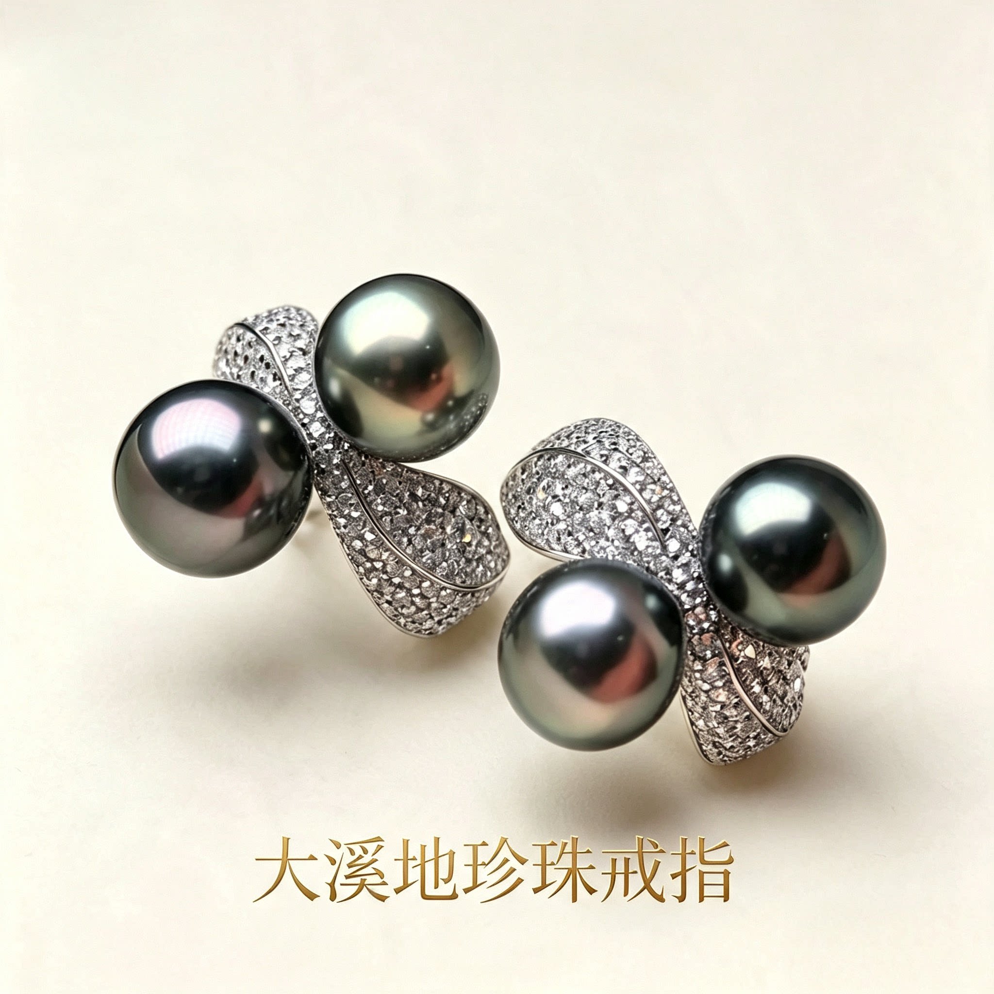 Tahitian pearl ring natural sea water genuine with color 925 silver inlaid with high-grade peacock green blue platinum gray