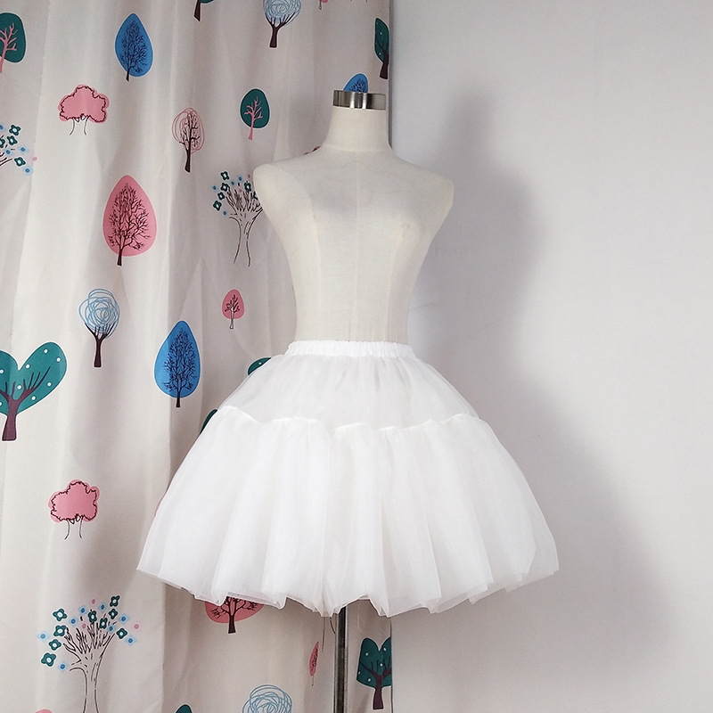 Boneless skirt support daily 46cm short children's lolita crystal sand does not tie the legs Lolita petticoat white