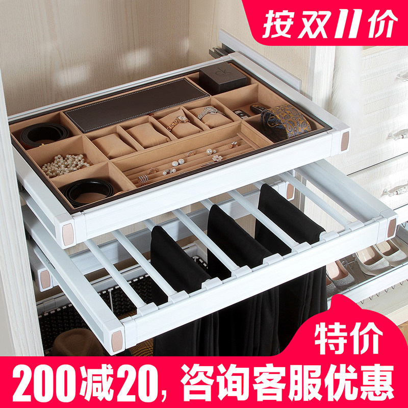 Pretty daughter-in-law damping pants rack telescopic pants rack wardrobe pants rack thickened pants drawer panty rack Wardrobe pull basket rattan basket