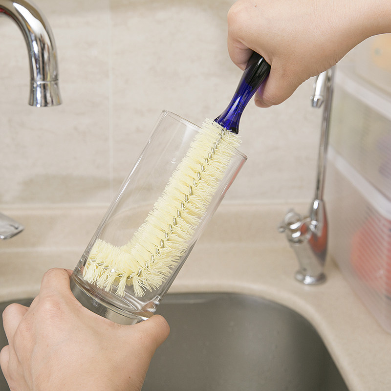 Japan KM kitchen long handle cup brush bottle brush cup glass cleaning brush Teacup long bottle brush right angle brush 2056