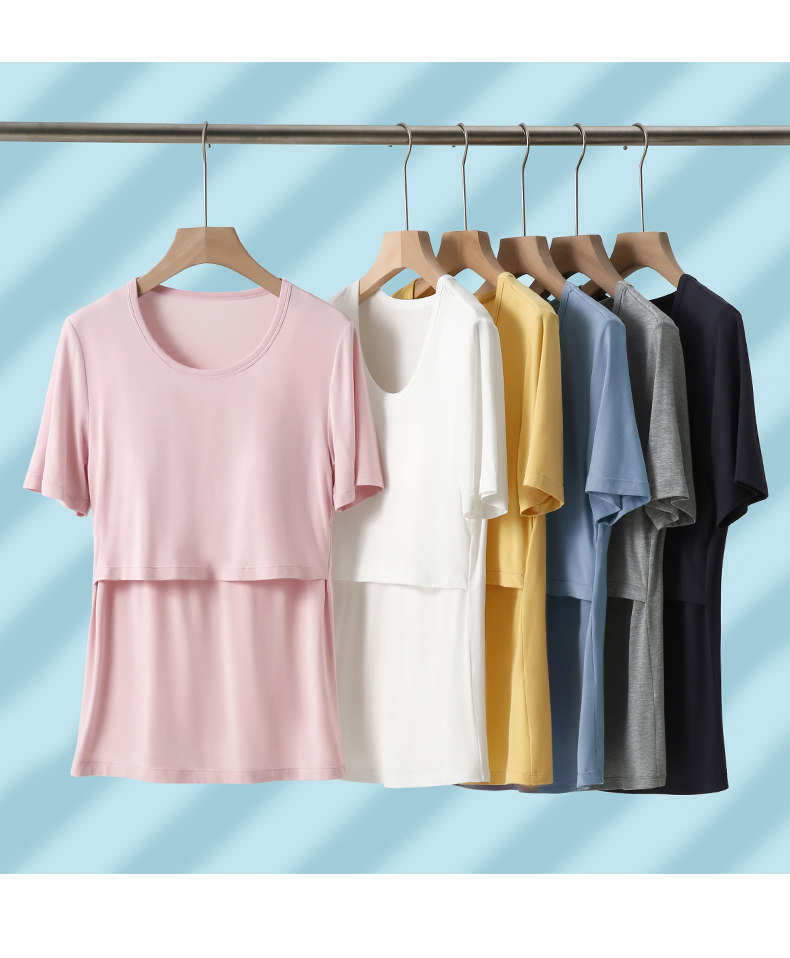 Maternity Modal Summer with Chest Pad Short Sleeve T-Shirt — 19