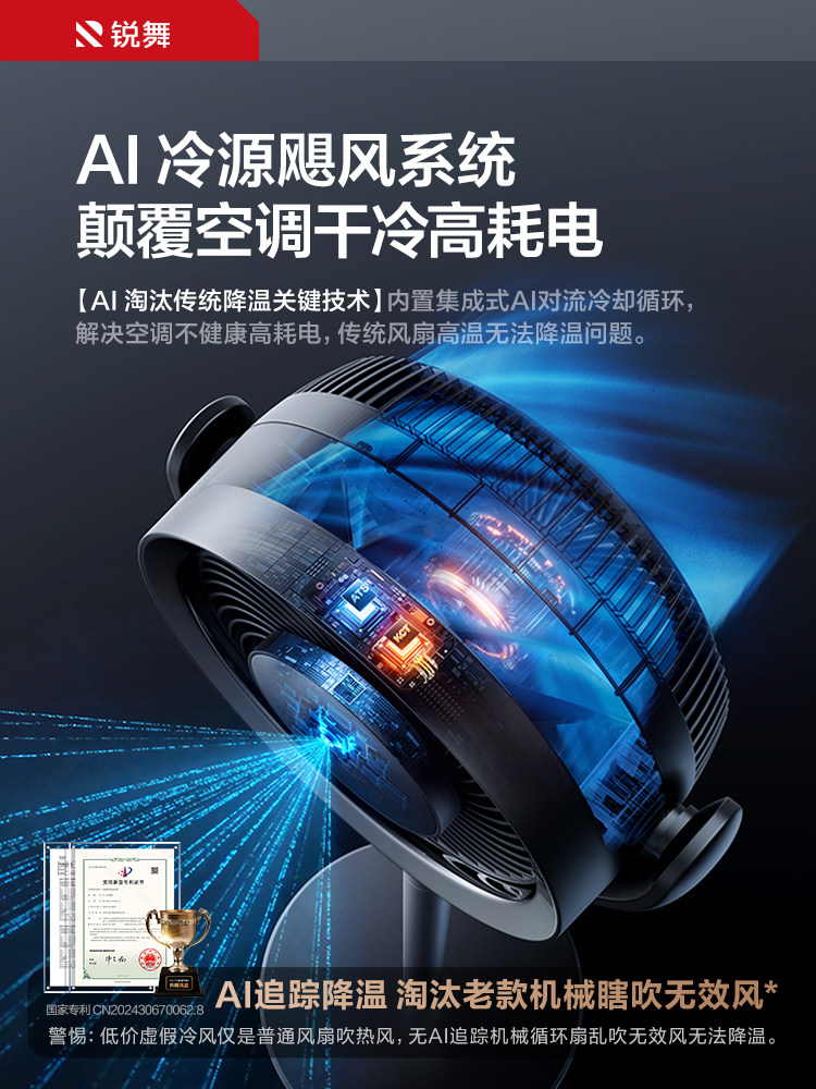 Ruiwu Air Circulation Fan 2025 New Model Ai Intelligent Purifying Desktop Fan Silent Household Electric Fan Floor Fan