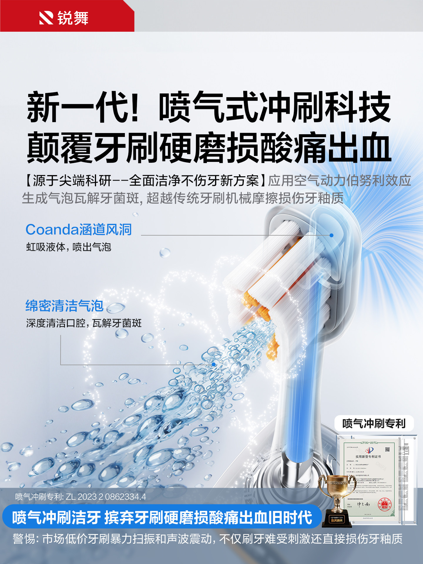[Orthodontic Special] Ruiwu Bubble Electric Toothbrush for Adults 2025 New Model Soft Bristles Intelligent Sonic Vibration for Men and Women
