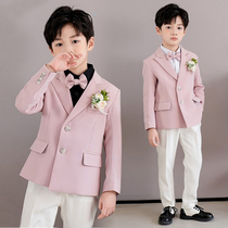 Handsome boy suit pink wedding host dress childrens suit jacket casual piano performance suit