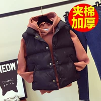 Mùa thu đông 2018 mới phong cách Harajuku vest nữ ngắn bf vest vai dày bánh mỳ đa năng cotton áo phao nữ dáng ngắn hàn quốc