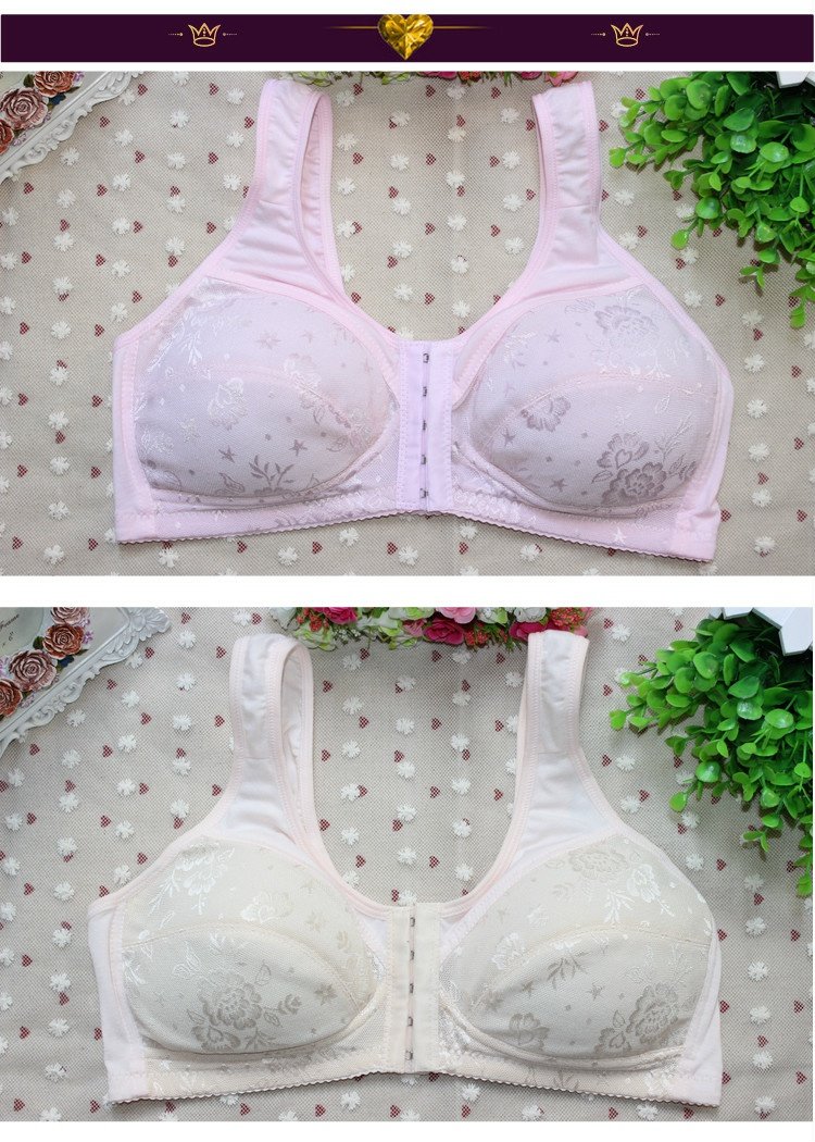 Kích thước lớn trung niên kiểu vest trước khóa cotton mẹ đồ lót nữ không có vòng thép không có phần xốp mỏng bra mùa hè áo ngực hở lưng