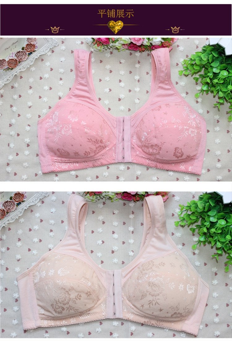 Kích thước lớn trung niên kiểu vest trước khóa cotton mẹ đồ lót nữ không có vòng thép không có phần xốp mỏng bra mùa hè áo ngực hở lưng