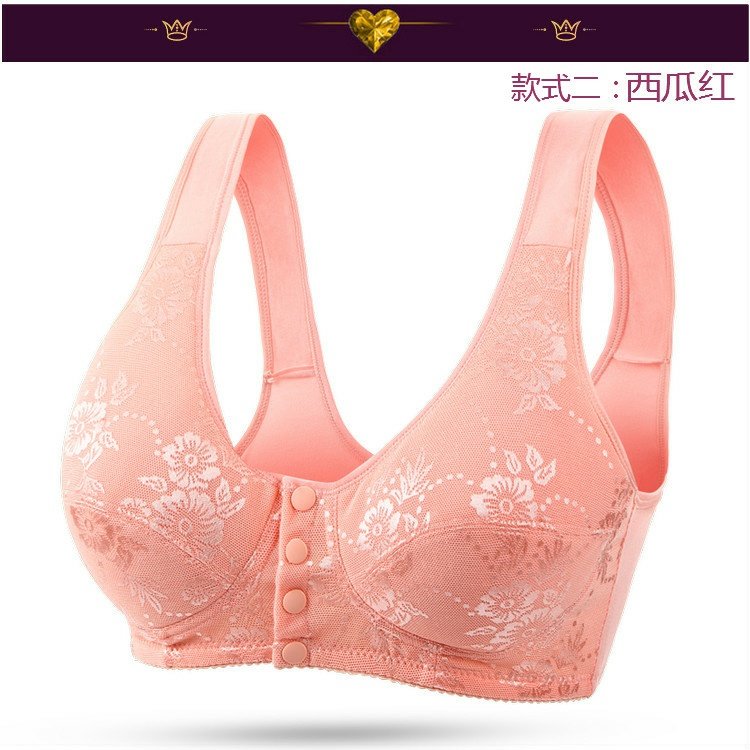 Kích thước lớn trung niên kiểu vest trước khóa cotton mẹ đồ lót nữ không có vòng thép không có phần xốp mỏng bra mùa hè áo ngực hở lưng
