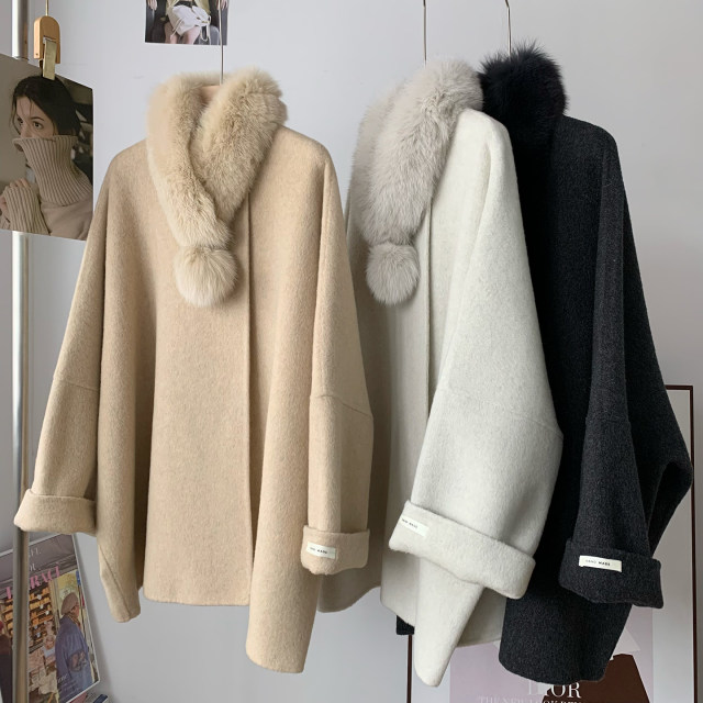 Korea Dongdaemun fox fur collar coat