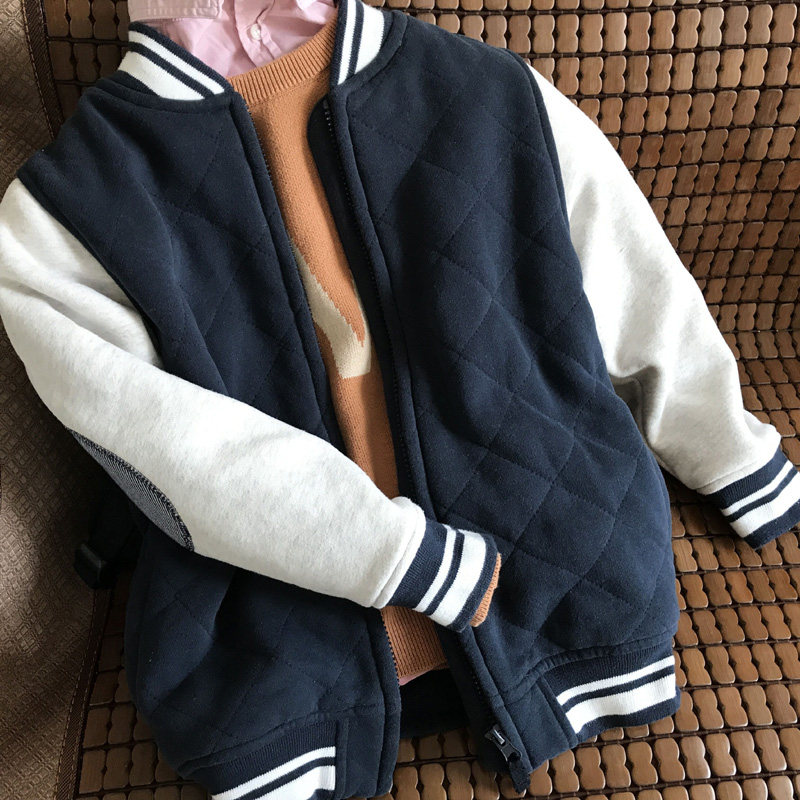 Special upgrade warehouse clearance boy quilted lattice collar coat baby double baseball suit