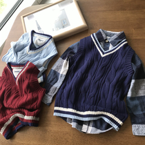 Meticulous quality Everyone who has bought knows that boys  college style knitted wool waistcoat