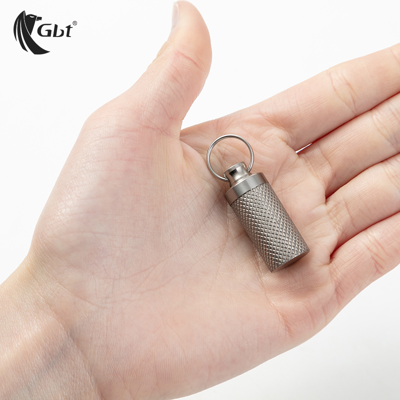 Pure titanium portable medicine box high-grade waterproof warehouse sealed elderly first aid mini small medicine bottle medicine can titanium alloy