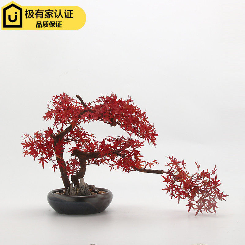 New Chinese emulated floral art bonsai red maple tree swing piece club-like room TV cabinet Guan Guan Tea Room Adornment
