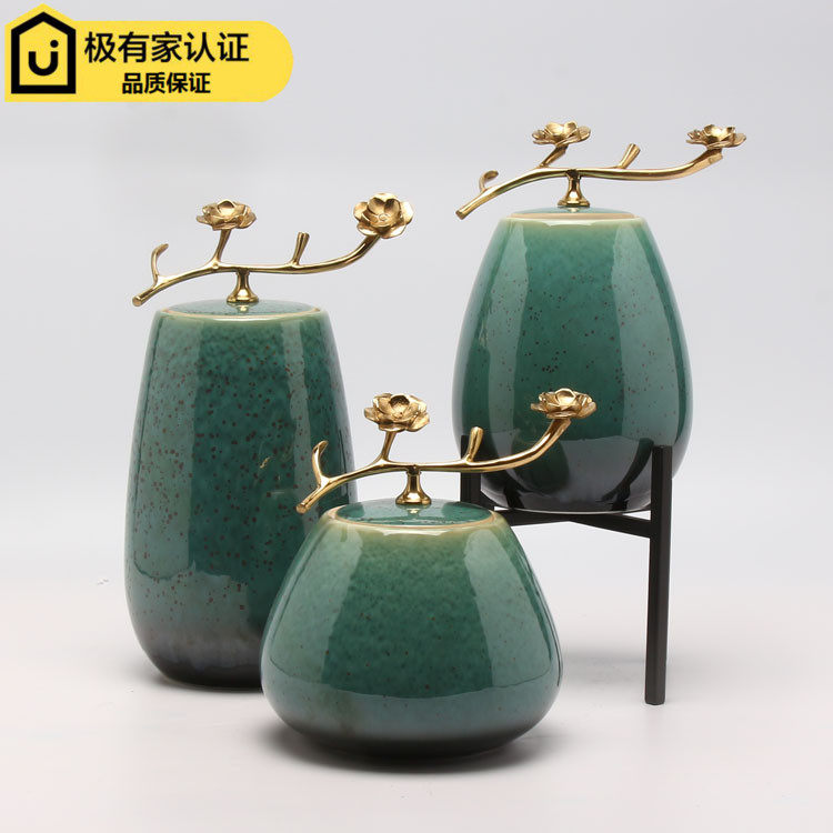 New Chinese Creativity Boilerplate Room Soft-mounted Ceramic Jars Accessories Home Living Room Genguan TV Cabinet Wine Cabinet Hem