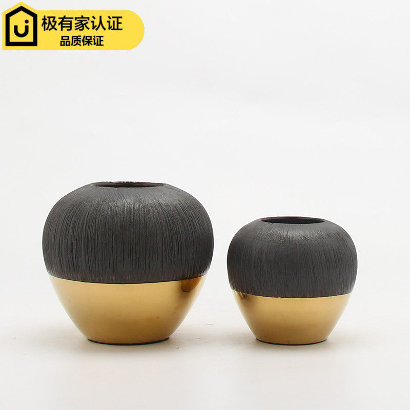 New Chinese style retro simple light luxury black gold ceramic can ornaments model room TV cabinet wine cabinet porch soft decorations