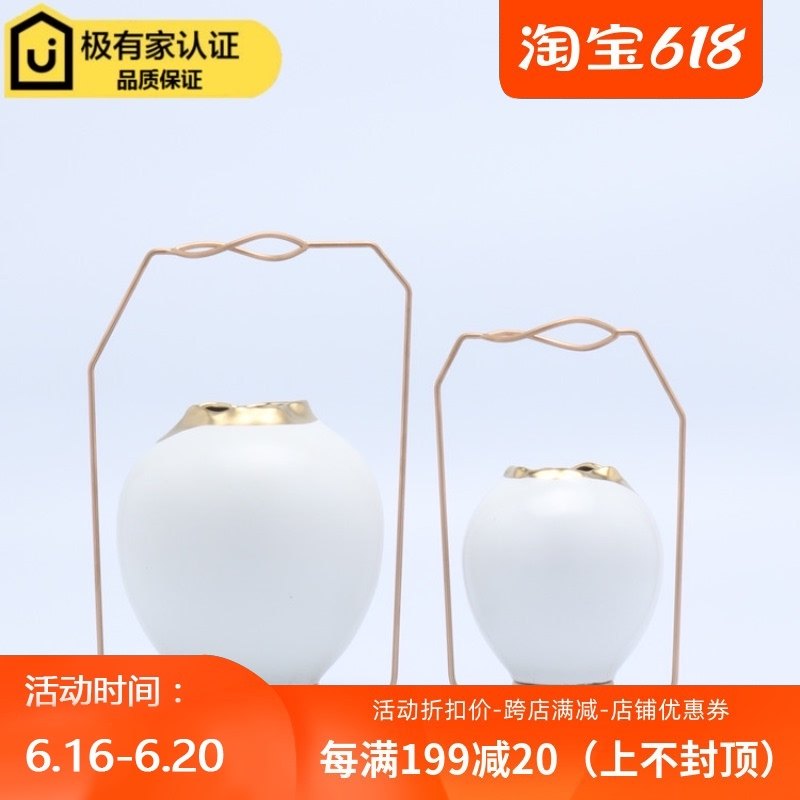 Modern new Chinese Zen style iron ceramic decorative vase furnishings, living room, TV cabinet, wine cabinet, soft decoration