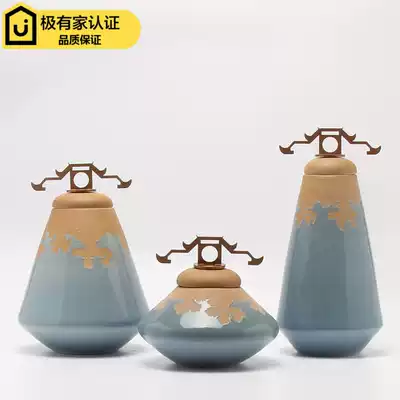 Modern new Chinese style creative storage tank three-piece decoration model room hotel living room entrance TV cabinet decoration