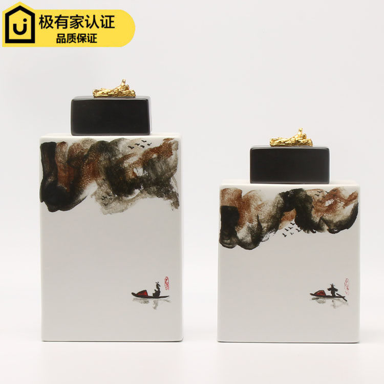 Modern New Chinese Creative Zen Mind Storage Jar Ceramic Pendulum Decorated with Dining Room TV Cabinet Wine Cabinet Furnishing