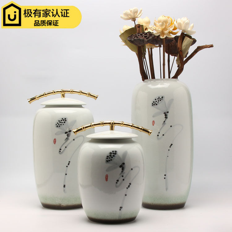 Modern New Chinese Creative Living Room TV Cabinet Xuanguan Pendulum-like Fitting Room Soft Fit Accessories Villa ceramic Handicraft