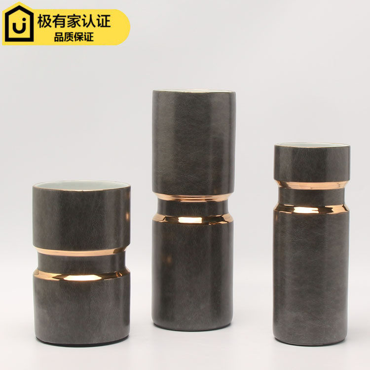 New Chinese modern light and luxurious ceramic vase floral with three sets of swing pieces living-room TV cabinet wine cabinet flower arrangement decorations