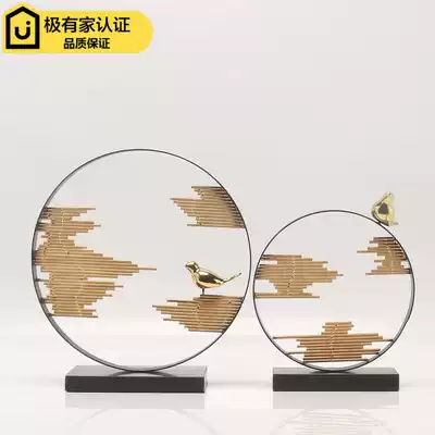 New Chinese style modern creative wrought iron metal lucky bird decoration model room living room TV cabinet entrance soft decoration