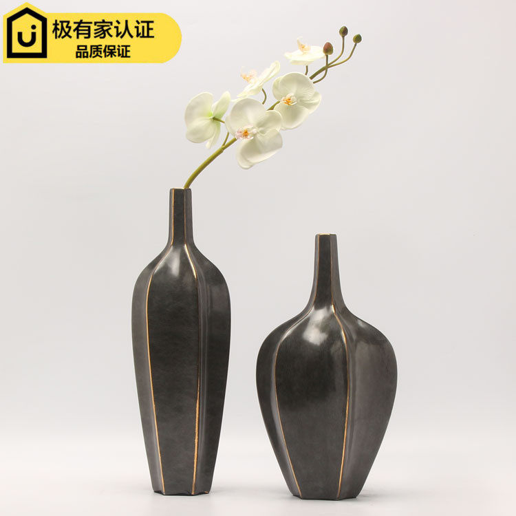 New Chinese creative modern light luxury living room vase flower set ceramic decoration hotel model room porch soft decoration - Taobao