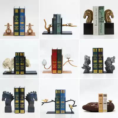 New Chinese style creative home living room Study bookcase decoration Model room exhibition hall TV cabinet bookcase soft decoration