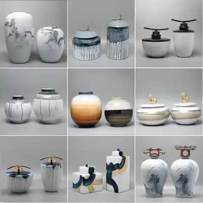 Modern new Chinese style ceramic painted storage tank decoration creative home TV cabinet entrance decoration soft decoration
