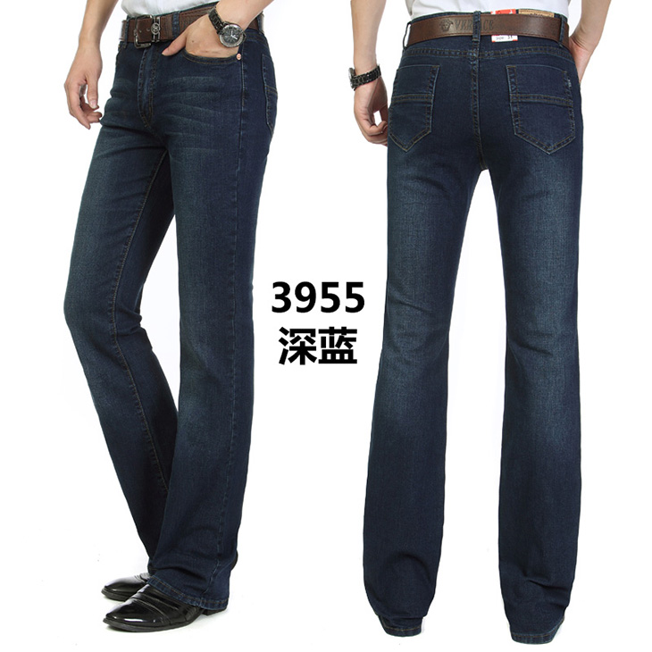 Mùa xuân và mùa hè phần mỏng nam eo micro-horn jeans stretch slim quần pháo sáng denim micro-chuông quần