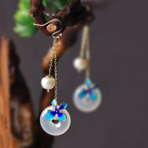Ancient style earrings earrings earrings female retro safe buckle cloisonne Chinese style ear ornaments