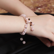 Pink Crystal trick Peach Blossom hand rope Cherry pollen tassel bracelet female retro sweet girl handjewelry ethnic style accessories