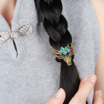 Retro Hairband Deer Head Pony Tail Hair National Wind Head Rope Female Personality Half Tie Hair Tail Hair Accessories