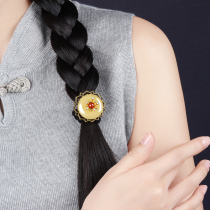 Retro Hairband wide leather band hair rope ancient style ponytail buckle headwear hair band tie hair hand made national style hair accessories female