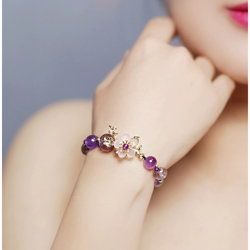 Браслет из кварца с аметистом, цепочка, свежее этническое ювелирное украшение, плетеный аксессуар, декор, этнический стиль, китайский стиль