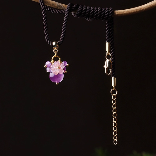 Этническая цепочка до ключиц, короткое ожерелье с аметистом, ретро чокер, аксессуар, этнический стиль, простой и элегантный дизайн