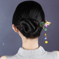 National style hair hairpin ancient wind hairpin cloisonne classical hair ornaments court shake hair hairpin lady costume headdress