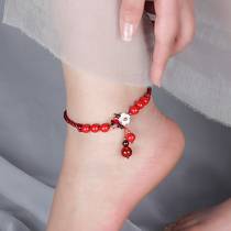 Ethnic wind red rope anklet womens foot neck jewelry foot rope evil anti-evil people hand-woven simple retro Chinese style