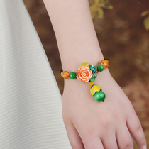 Ethnic style bracelet female cats eye stone pendant Mori hand rope retro accessories hand-woven wild hand jewelry