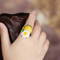 Chinese style ring retro style ornaments Joker National Wind ring Female Personality ring opening adjustable hand accessories