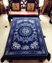 Wuzhen blue printed cloth tablecloth handmade batik double-sided printing retro tablecloth farmhouse teahouse Chinese tablecloth